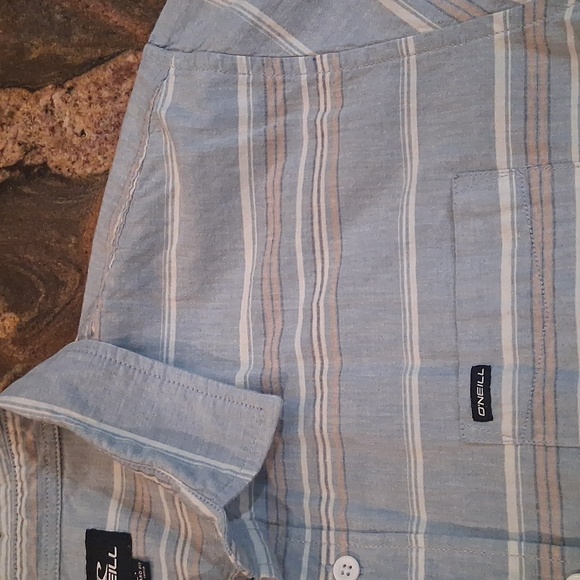 Men's O'Neill Blue Striped Shirt - Picture 3 of 4